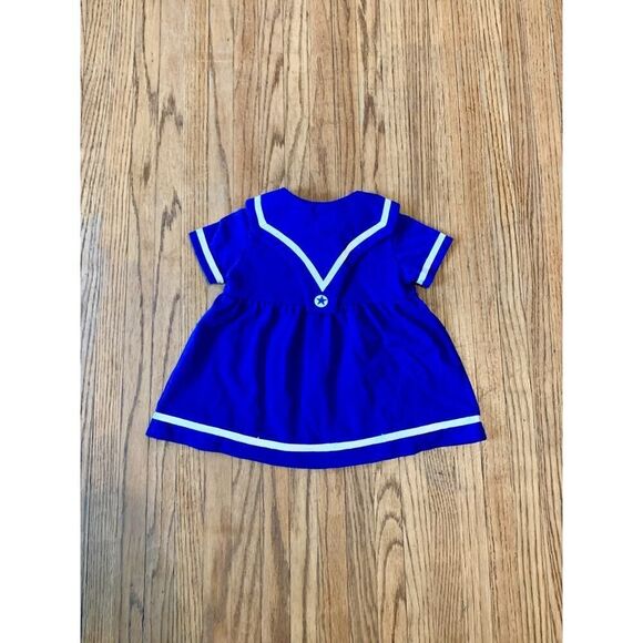 VTG 80s 90s Basic Editions Navy Blue Sailor Dress Nautical Buttons 12 mo Star - Picture 7 of 8